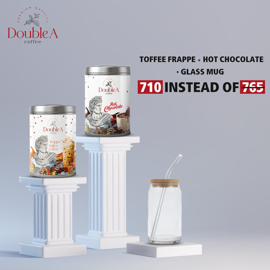 Frappe ToffeeCoffee + Hot Chocolate +Glass Mug.