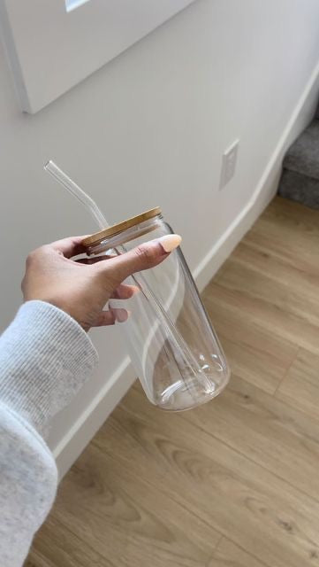 Glass mug bamboo lid