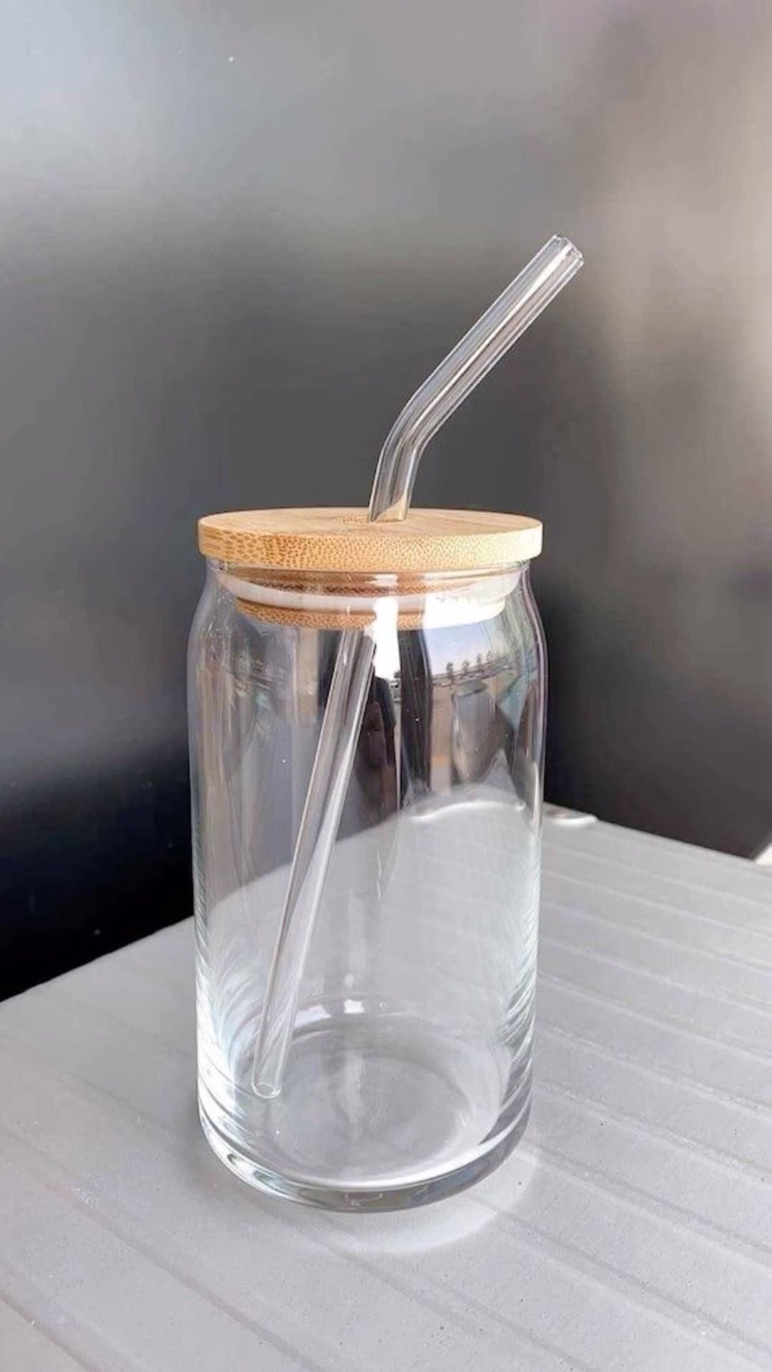 Glass mug bamboo lid